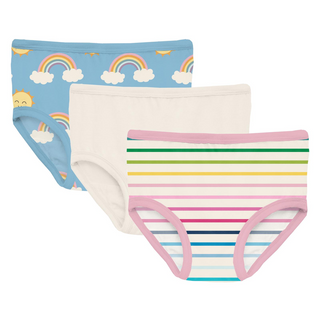 Kickee Pants Underwear (Set of 3) - Sunshine and Rainbows, Natural & Happy Stripe