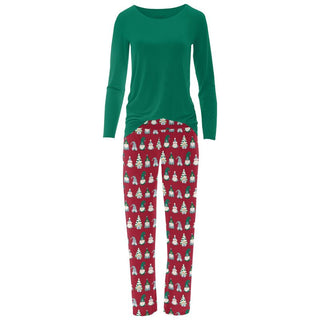 Bamboo Long Sleeve Relaxed Tee & Pajama Pants Set - Crimson Gnomes Pajamas