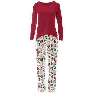 Kickee Pants Long Sleeve Relaxed Tee & Pajama Pants Set - Merry Monsters | Stylish Sleepies offer designs that make bedtime beautiful.