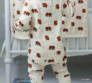 Footless Romper with 2-Way Zipper - Brown Bear L'ovedbaby