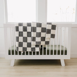 Mebie Baby Plush Blanket - Charcoal Checkered