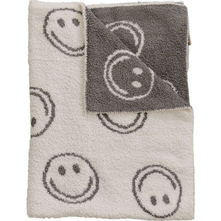 Plush Blanket - Charcoal Smiley Swaddling & Receiving Blankets