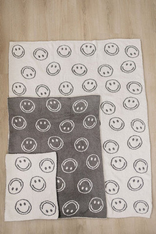 Mebie Baby Plush Blanket - Charcoal Smiley