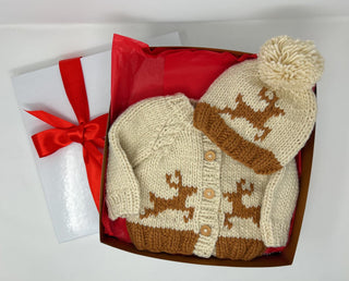 Oh Deer Cardigan and Beanie Holiday Gift Box Baby Riddle