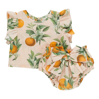 Pink Chicken Girl's Abigail 2-Piece Set - Pink Botanicals Oranges