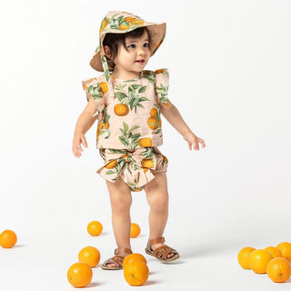 Pink Chicken Girl's Abigail 2-Piece Set - Pink Botanicals Oranges