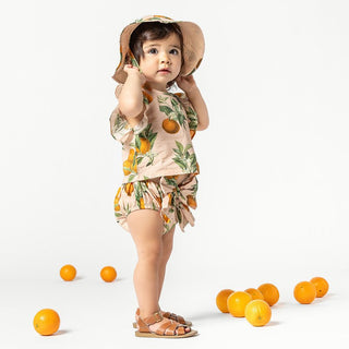 Pink Chicken Girl's Abigail 2-Piece Set - Pink Botanicals Oranges