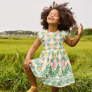 Girl's Adaline Dress - Multi Oasis Pink Chicken