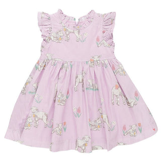 Pink Chicken Girl's Leila Dress - Lavender Lambs