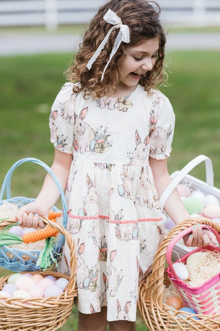 Girl's Maribelle Dress - Bunny Friends Pink Chicken