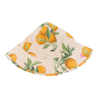 Pink Chicken Girl's Sun Hat - Pink Botanical Oranges