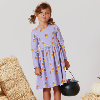 Pink Chicken Long Sleeve Steph Dress - Lavender Candy Corn