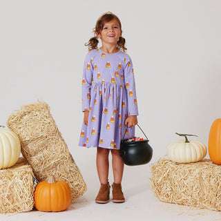 Pink Chicken Long Sleeve Steph Dress - Lavender Candy Corn