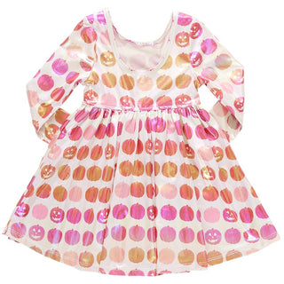 Pink Chicken Long Sleeve Lame Steph Dress - Pumpkin Lame