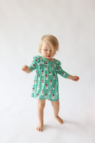 Posh Peanut 3/4 Sleeve Flutter Dress & Bloomer Outfit Set - Santa Medley