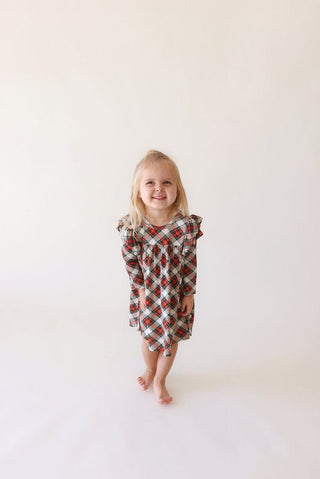 Bamboo 3/4 Sleeve Flutter Dress - Marqui (Plaid) Baby & Toddler Dresses