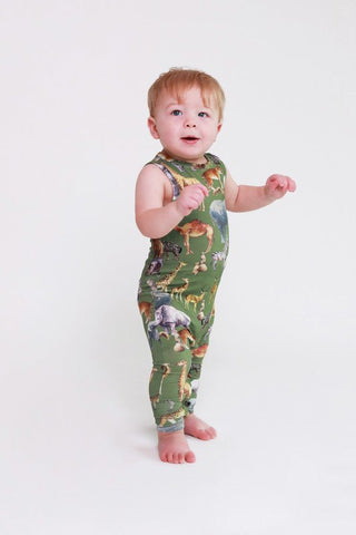 Posh Peanut Boy's Basic Racerback Romper - Posh Safari