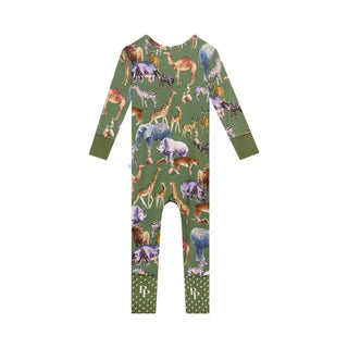 Boy's Bamboo Convertible Footie Romper - Posh Safari Posh Peanut