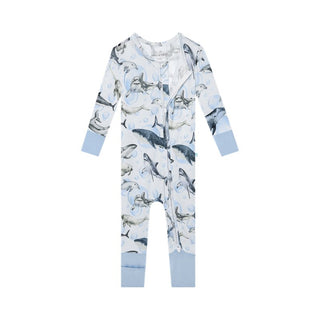 Posh Peanut Boy's Bamboo Convertible Footie Romper - Sharkly