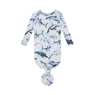 Posh Peanut Boy's Bamboo Knotted Gown - Sharkly | These Sleepies provide comfort and delightful designs for joyful bedtimes.