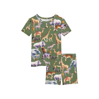 Boy's Bamboo Short Sleeve Pajama Set with Shorts - Posh Safari Baby & Toddler Sleepwear