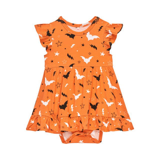 Bamboo Cap Sleeve Ruffled Bodysuit Dress - Hendrix (Bats) Baby & Toddler Dresses