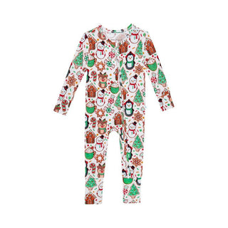 Bamboo Convertible Footie Romper - Cookie Medley (Christmas Cookies) Baby & Toddler Sleepwear