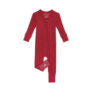 Bamboo Convertible Footie Romper - Crimson Waffle Baby & Toddler Sleepwear