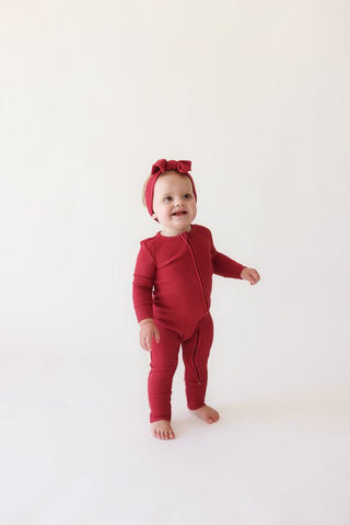 Bamboo Convertible Footie Romper - Crimson Waffle Baby & Toddler Sleepwear