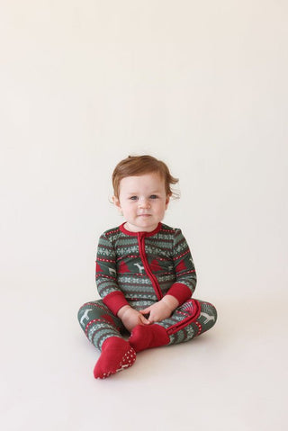 Posh Peanut Convertible Footie Romper - Holiday Fair Isle