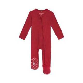 Posh Peanut Footie with Zipper - Crimson Waffle | These Sleepies provide comfort and delightful designs for joyful bedtimes.