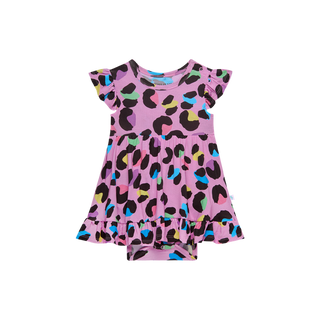 Girl's Bamboo Cap Sleeve Basic Ruffled Bodysuit Dress - Electric Leopard Baby & Toddler Dresses