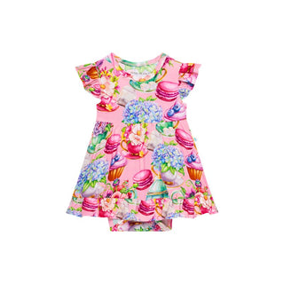 Girl's Bamboo Cap Sleeve Basic Ruffled Bodysuit Dress - Elizabeth (Floral) Baby & Toddler Dresses