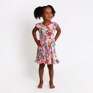 Girl's Bamboo Cap Sleeve Ruffled Twirl Dress - Elizabeth (Floral) Baby & Toddler Dresses