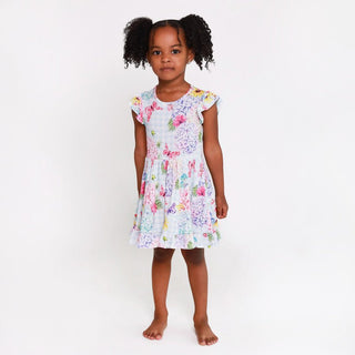 Posh Peanut Girl's Bamboo Cap Sleeve Ruffled Twirl Dress - Nicolette