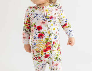 Girl's Bamboo Convertible Footie Romper - Barbara (Floral) Baby & Toddler Sleepwear