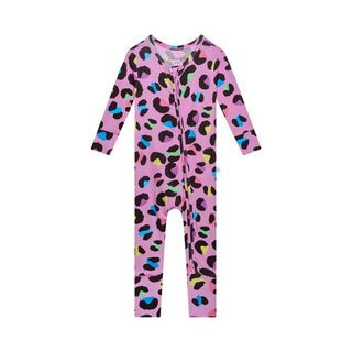 Posh Peanut Girl's Convertible Footie Romper - Electric Leopard