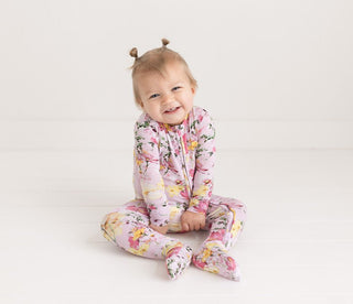 Posh Peanut Girl's Convertible Footie Romper - Gaia (Floral)