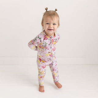 Posh Peanut Girl's Convertible Footie Romper - Gaia (Floral)