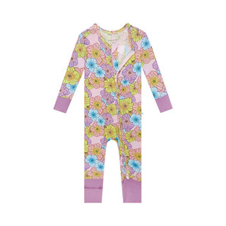 Posh Peanut Girl's Bamboo Convertible Footie Romper - Kourtney (Floral)