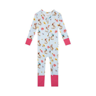 Posh Peanut Girl's Convertible Footie Romper - Tinsley Jane (Bunnies and Floral)