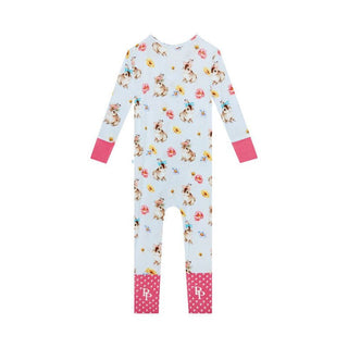 Posh Peanut Girl's Convertible Footie Romper - Tinsley Jane (Bunnies and Floral)