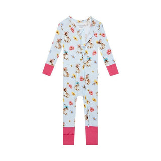 Girl's Bamboo Convertible Footie Romper - Tinsley Jane (Bunnies and Floral) Posh Peanut