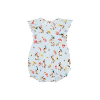 Posh Peanut Girl's Flutter Sleeve Bubble Romper - Tinsley Jane