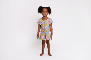 Girl's Bamboo Flutter Sleeve Romper - Kourtney (Floral) Baby One-Pieces