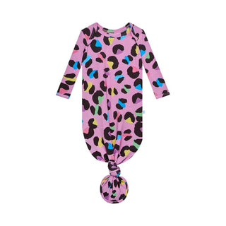 Posh Peanut Girl's Knotted Gown - Electric Leopard