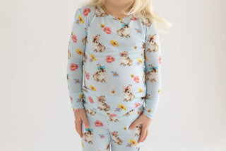 Girl's Bamboo Long Sleeve Pajama Set - Tinsley Jane (Bunnies and Floral) Baby & Toddler Sleepwear