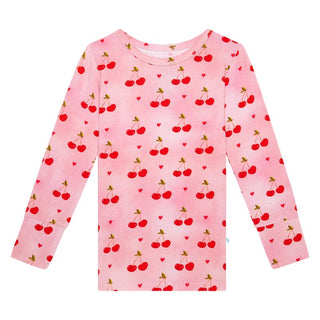 Posh Peanut Girl's Long Sleeve Pajama Set - Very Cherry