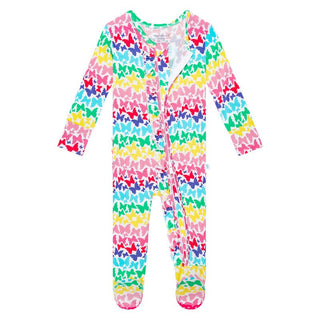 Girl's Bamboo Ruffle Footie with Zipper - Rainbow Butterfly Baby & Toddler Sleepwear