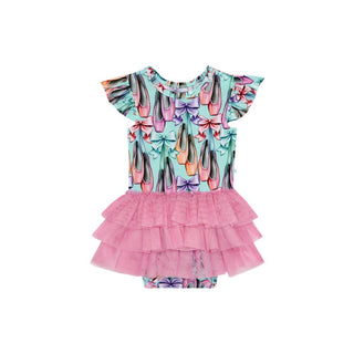 Posh Peanut Girl's Ruffled Cap Sleeve Tulle Skirt Bodysuit - Irina